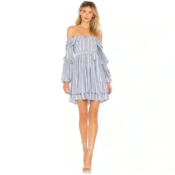 AUTEUR REVOLVE LINDA STRIPE OFF THE SHOULDER DRESS - Picture 1 of 9